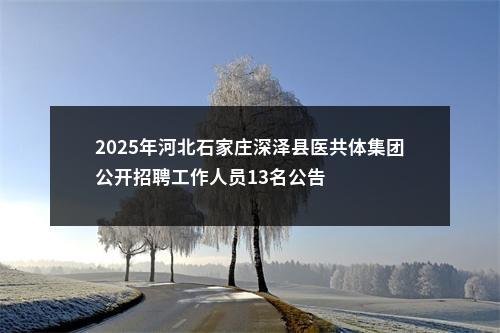 2025年河北石家庄深泽县医共体集团公开招聘工作人员13名公告 图片